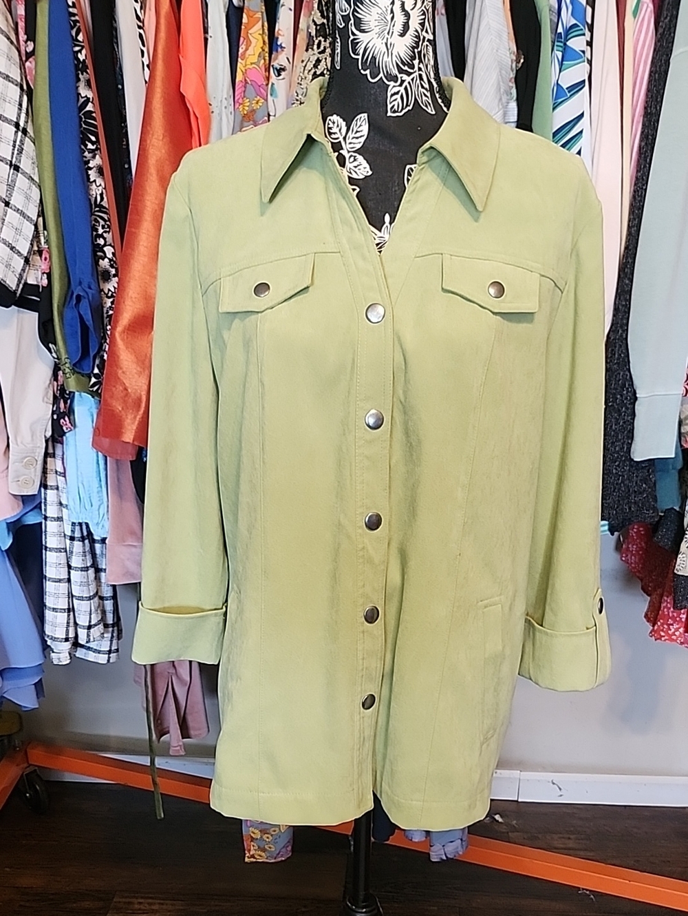 JM Collection Light Olive Green Blouse
